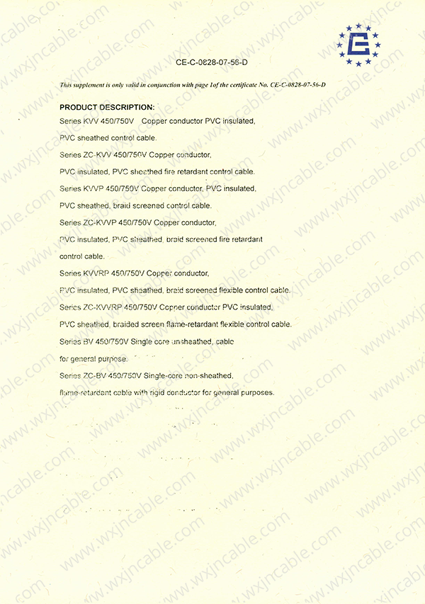 CE certificate Control Cable and PVC insulated Cable